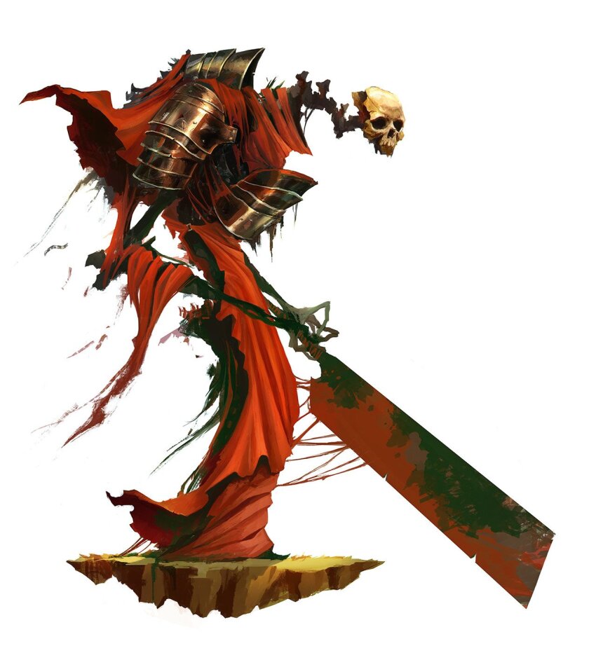 1other, alexandre_chaudret, armor, blood, bloody_weapon, cleaver, highres, holding