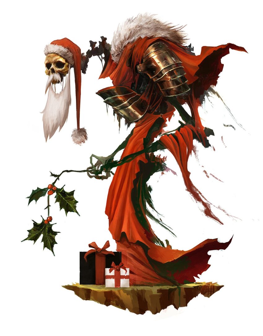 alexandre_chaudret, armor, beard, box, facial_hair, fur_trim, gift, gift_box