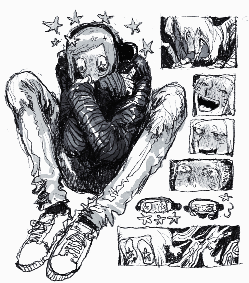 1boy, absurdres, animal_ears, blush, commentary, denpa_shougai, facial_mark, fake_animal_ears