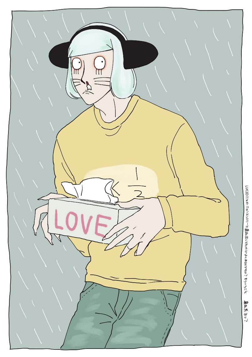 1boy, ajino_(mmh444_nu), blood, blue_background, blue_hair, commentary, cowboy_shot, facial_mark