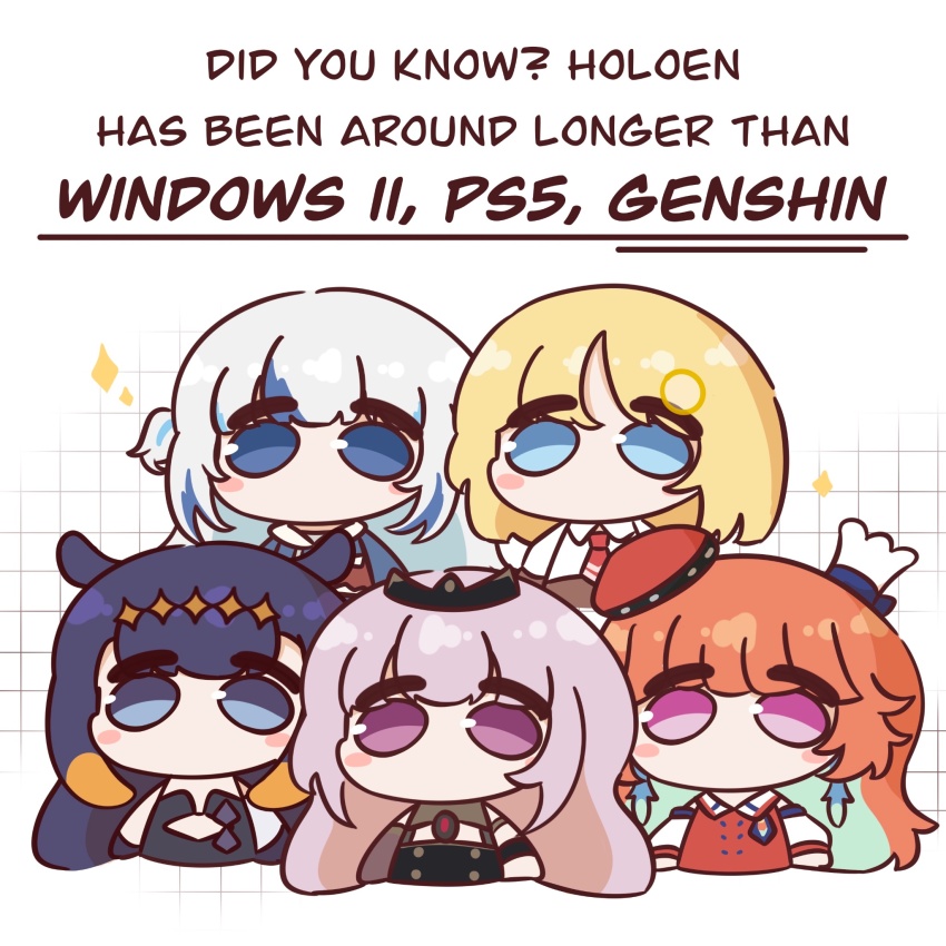 animal_hood, blonde_hair, blue_hoodie, earrings, feather_earrings, feathers, fins, fish_tail, gawr_gura, highres, hiroavrs, hololive, hololive_english, hood, hoodie, jewelry, long_hair, mori_calliope, multicolored_hair, multiple_girls, ninomae_ina'nis, pink_hair, shark_girl, shark_hood, shark_tail, streaked_hair, tail, takanashi_kiara, tentacle_hair, virtual_youtuber, watson_amelia, white_hair