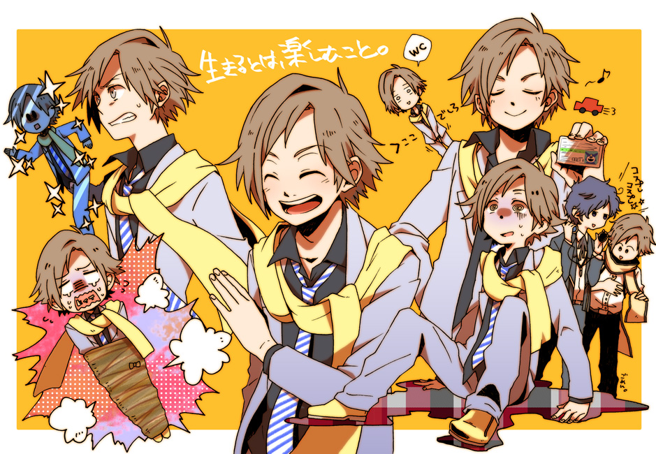 2boys, @_@, bad_id, bad_pixiv_id, blazer, bound, brown_hair, card