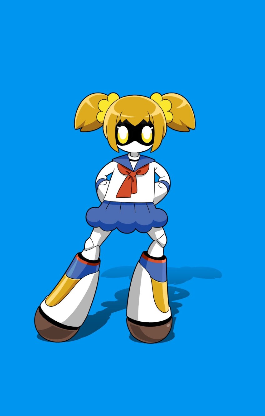 compass, 1girl, blue_background, blue_sailor_collar, blue_skirt, chamooi, cosplay, full_body