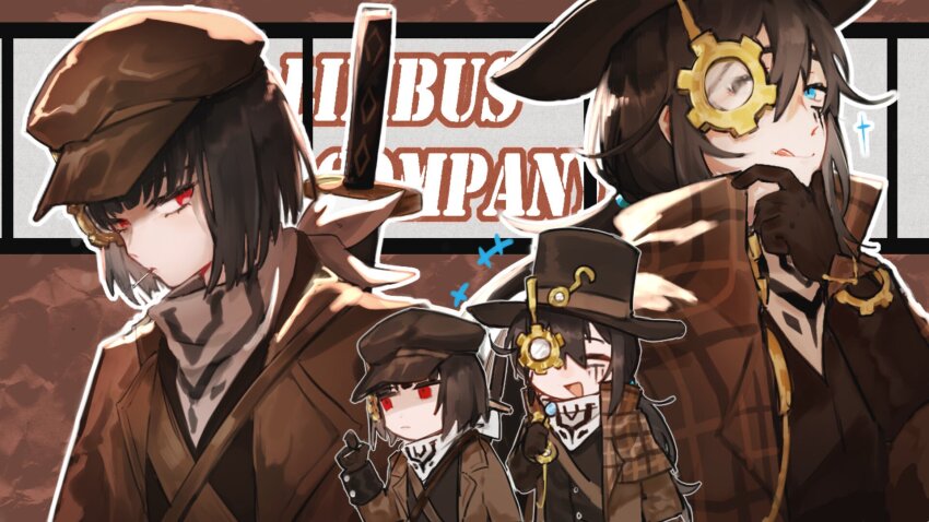 1boy, 1girl, :p, bandana, black_eyes, black_gloves, black_hair, black_vest