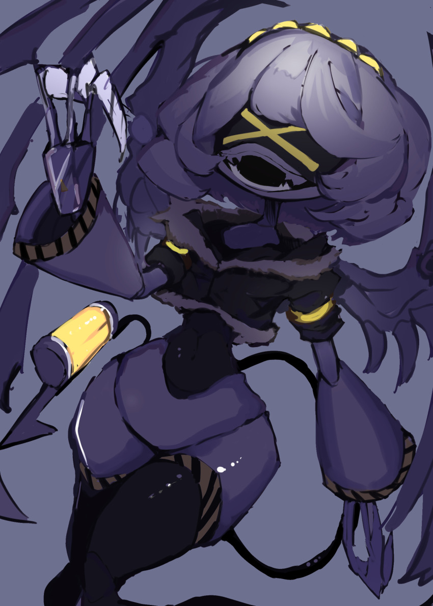 >_<, 100maru, 1girl, :d, android, claws, colored_tongue, cropped_jacket