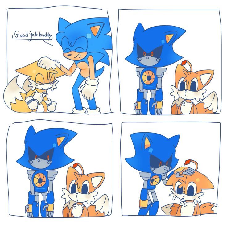 4koma, artist_request, blonde_hair, blue_fur, blue_hair, child, comic, doll