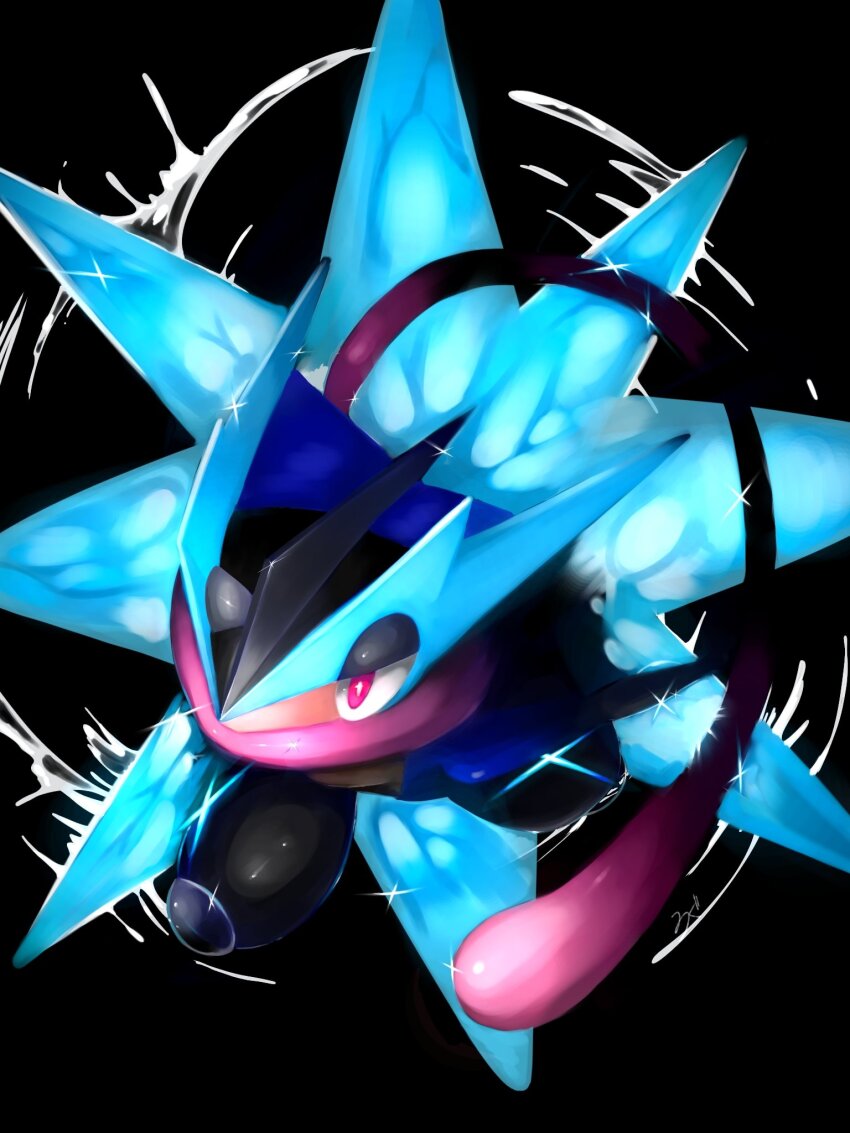 black_background, doro_xxx_desu, frog, full_body, gen_6_pokemon, greninja, highres, long_tongue