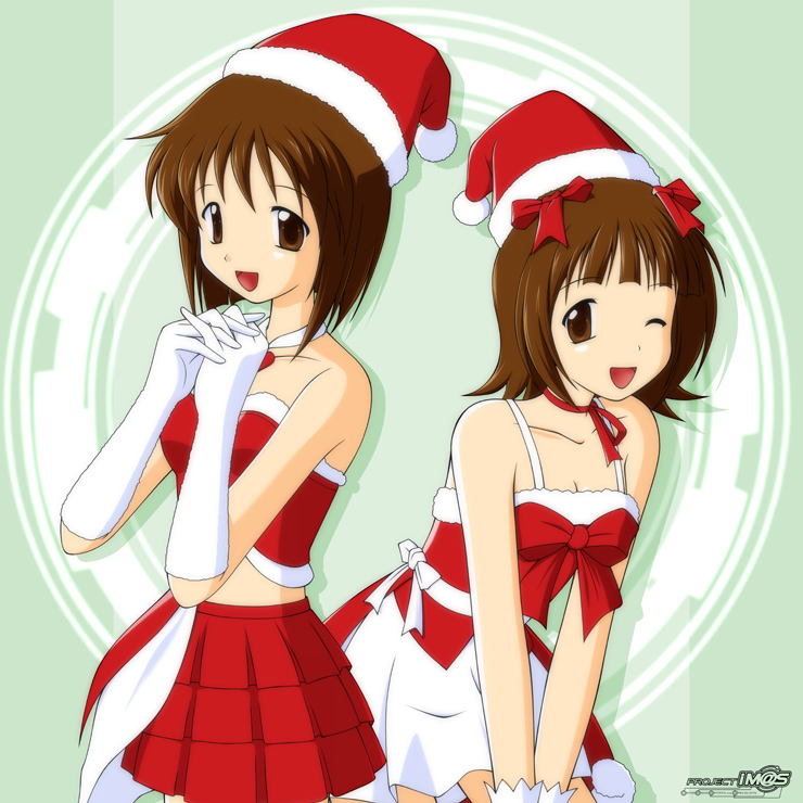 00s, 2girls, amami_haruka, christmas, cute_&amp;_girly_(idolmaster), ebihara_kyousuke, hagiwara_yukiho, idolm@ster_xenoglossia