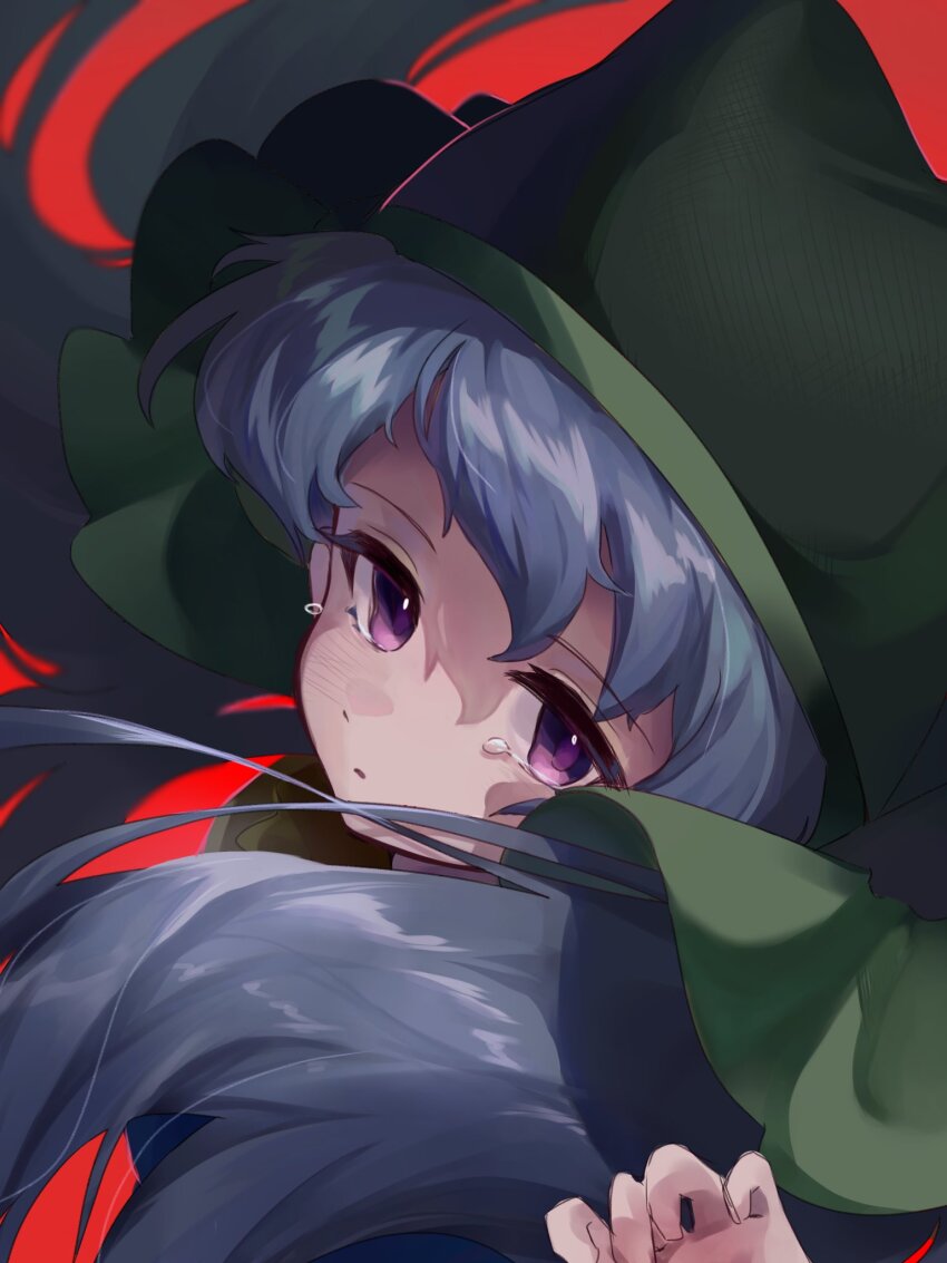 1girl, amadare_rak, blue_hair, crying, crying_with_eyes_open, dress, floating_hair, frills