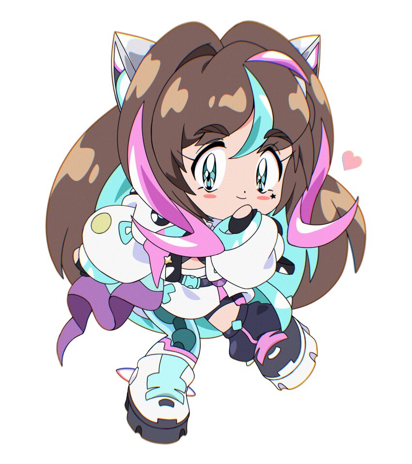 absurdres, aishii_ai, animal_ears, aqua_eyes, aqua_hair, bisouhime, blush, brown_hair