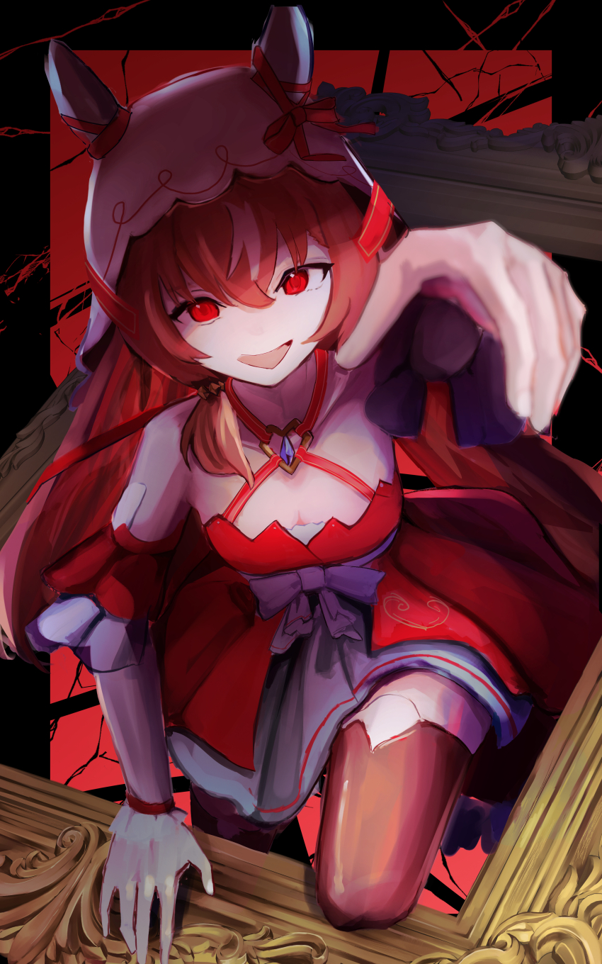 1girl, absurdres, animal_ears, aura, breasts, brown_hair, chest_jewel, cleavage