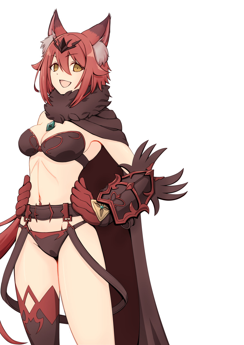 1girl, absurdres, aira_(princess_connect!), animal_ear_fluff, animal_ears, armor, belt, between_breasts