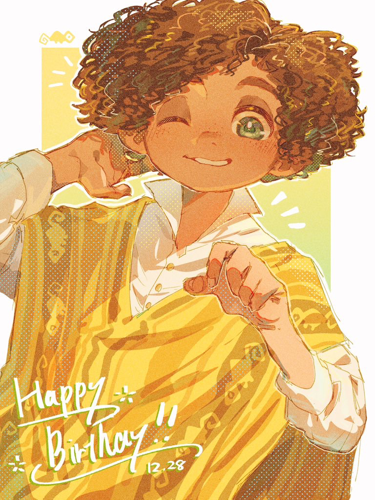 1boy, afro, animification, arepa, brown_eyes, brown_hair, camilo_madrigal, colombian_clothes