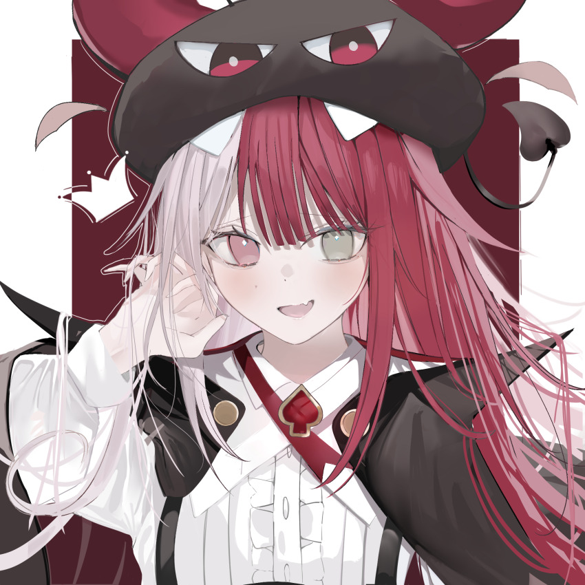 akubi_demonspade, hat, highres, long_hair, looking_at_viewer, million_production, multicolored_hair, onigirimeshitya