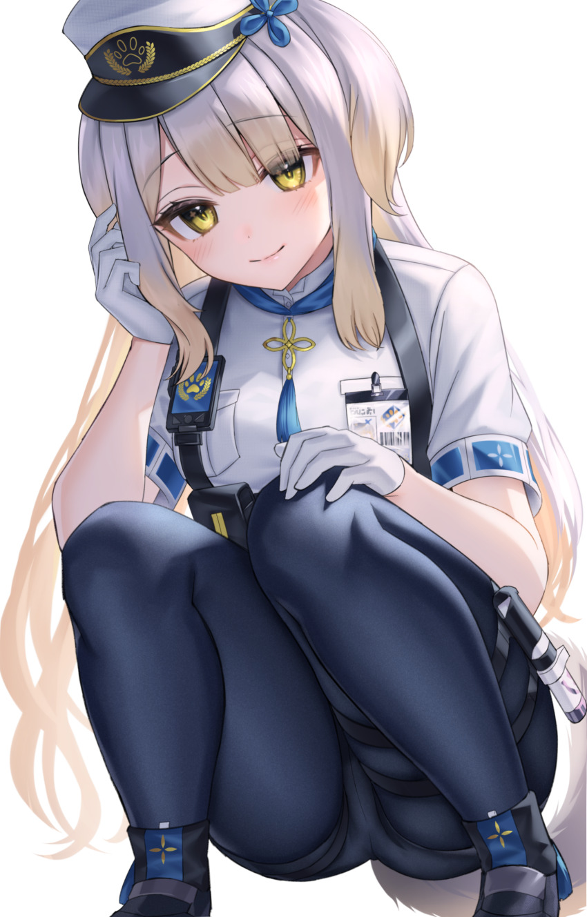 1girl, absurdres, animal_ears, black_pantyhose, black_shorts, blonde_hair, blush, closed_mouth