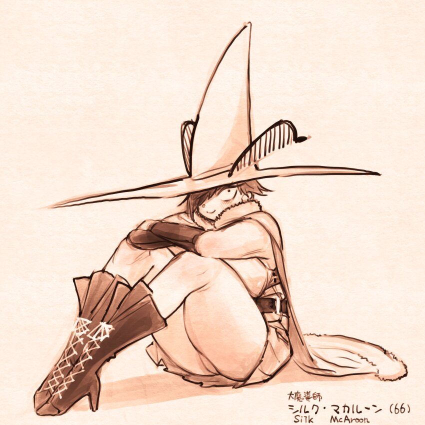 1girl, antennae, ass, boots, breasts, cape, eisu_(eith), hair_over_one_eye