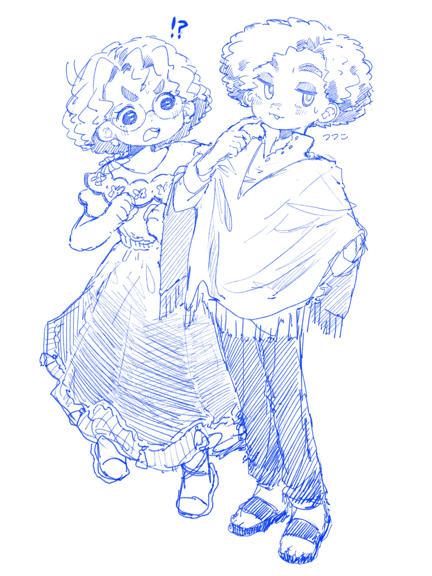 1boy, 1girl, absurdres, afro, brown_eyes, brown_hair, camilo_madrigal, colombian_clothes