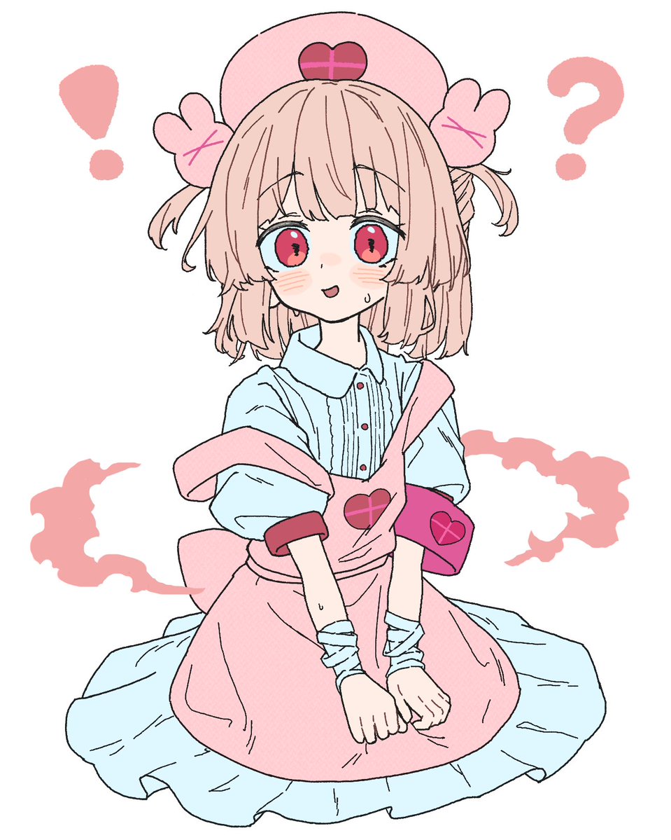 !?, 1girl, age_regression, aged_down, colored_smoke, natori_sana, natori_sana_(nurse), nobu-k