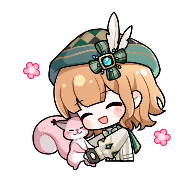 1girl, ^_^, animal, animal_hug, aqua_gem, argyle_clothes, argyle_hat, artist_request