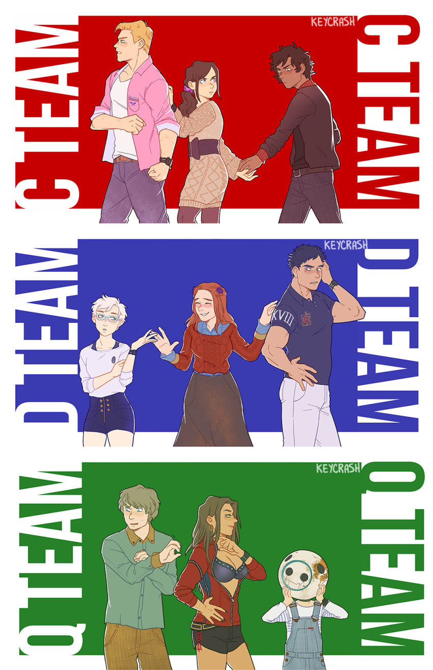 4girls, 5boys, artist_name, belt, black_bra, black_jacket, black_nails, black_sash