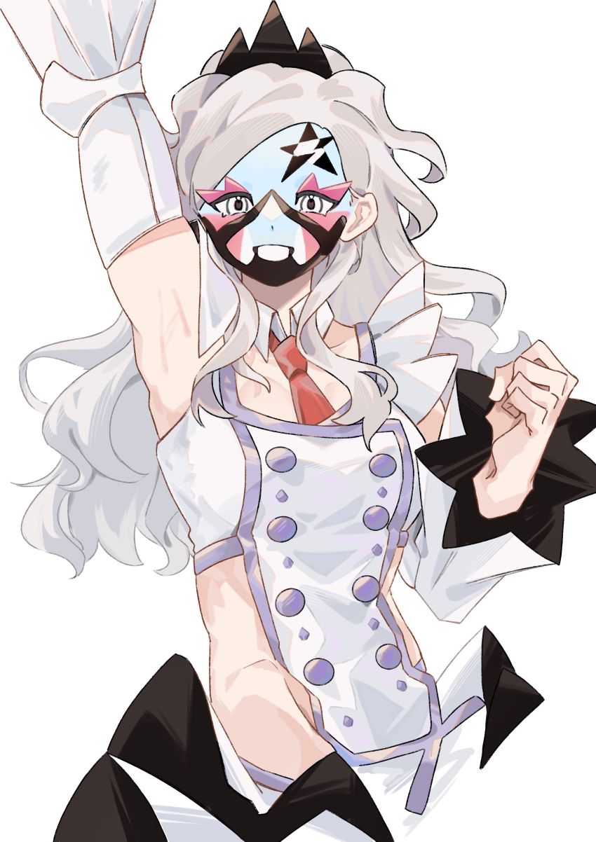 1girl, absurdres, arm_up, armpits, clothing_cutout, dafenpipixia, detached_sleeves, eri_(pokemon)