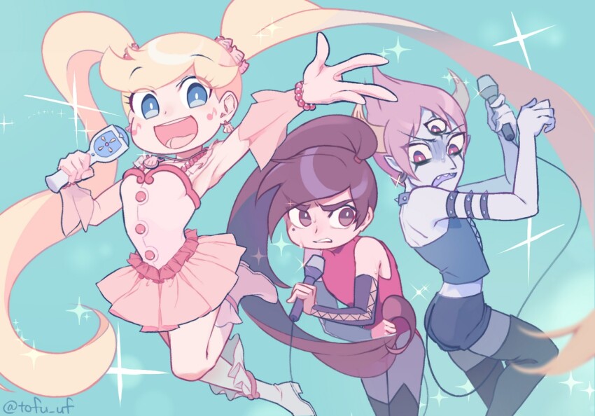 2boys, alternate_costume, blonde_hair, blue_eyes, brown_hair, colored_skin, crossdressing, crossdressing_(mtf)