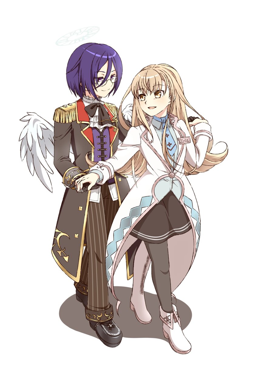 1boy, 1girl, absurdres, black_boots, black_jacket, black_pants, black_pantyhose, black_skirt