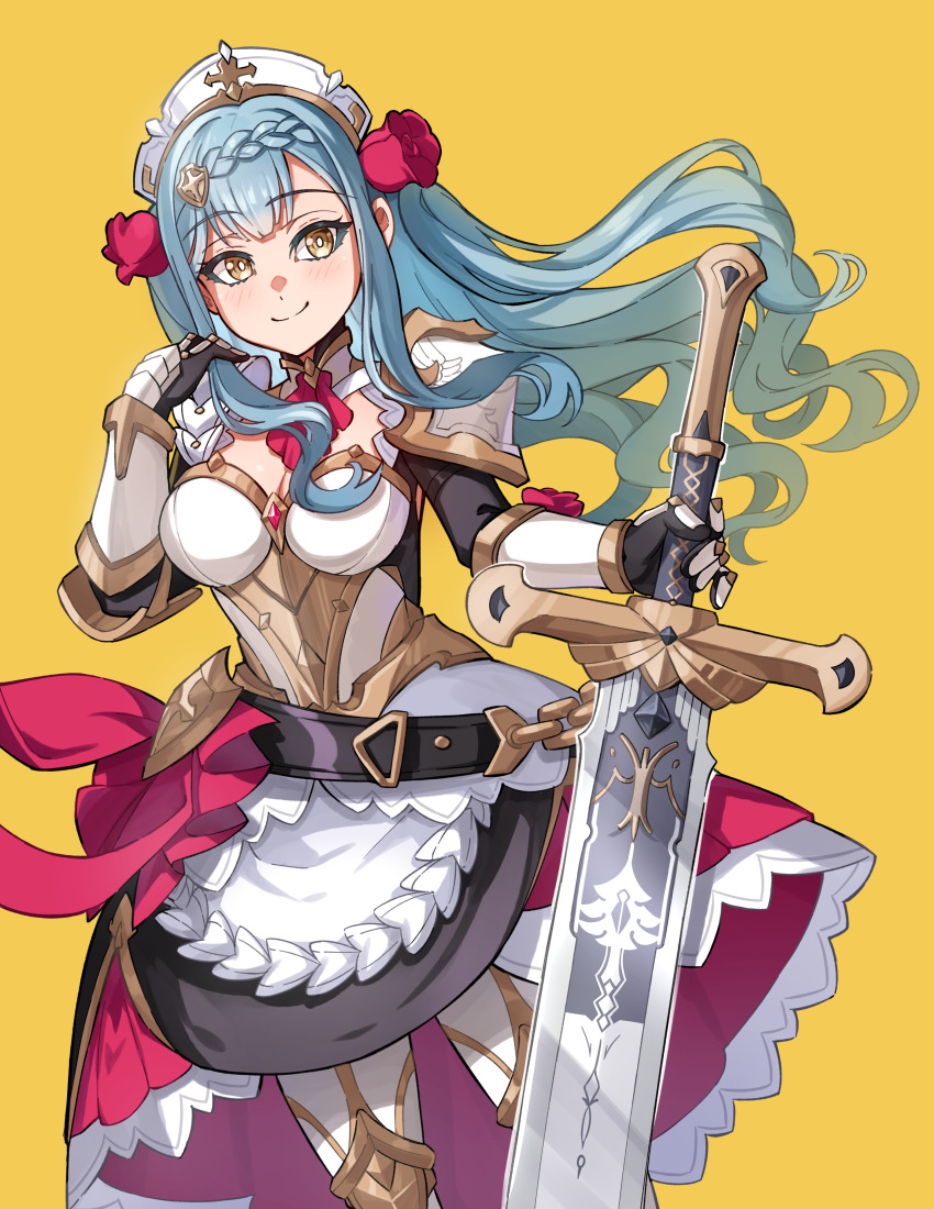 1girl, absurdres, bang_dream!, bang_dream!_it's_mygo!!!!!, black_gloves, blue_hair, blush, braid