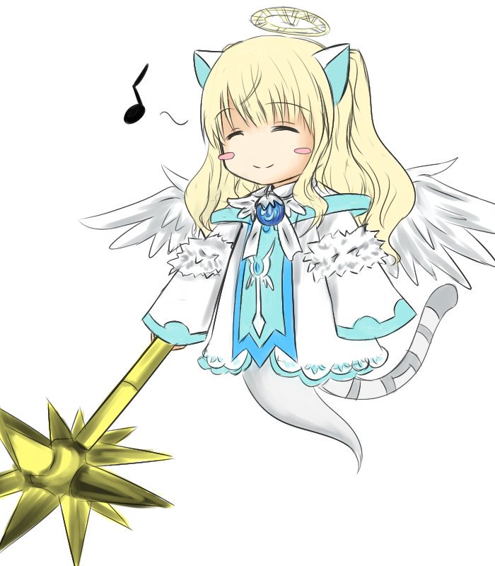 1girl, ^_^, animal_ears, blonde_hair, blush_stickers, cat_ears, cat_tail, closed_eyes