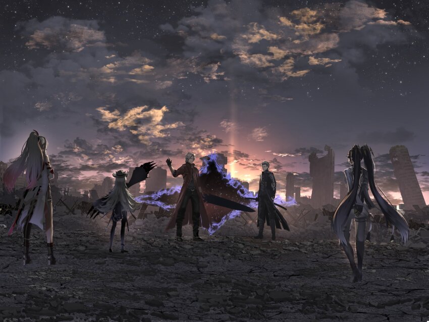 alpha:_crimson_weave_(pgr), alpha_(pgr), black_gloves, blue_eyes, breasts, character_request, closed_mouth, coat