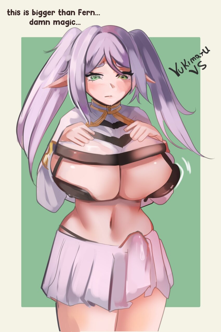 1futa, breast_expansion, breasts, bulge, cleavage, erection, frieren, futanari, highres, large_breasts, solo, sousou_no_frieren, yukimaruvs