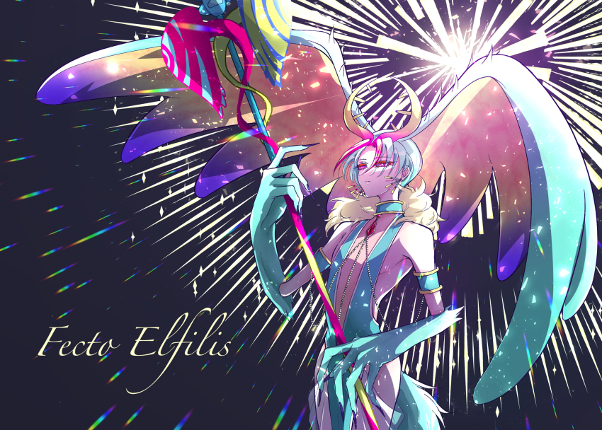 1other, androgynous, aqua_hair, armband, character_name, commentary_request, earrings, expressionless