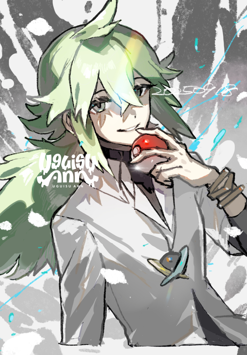 1boy, artist_name, bangle, bracelet, collared_shirt, commentary_request, dated, glint