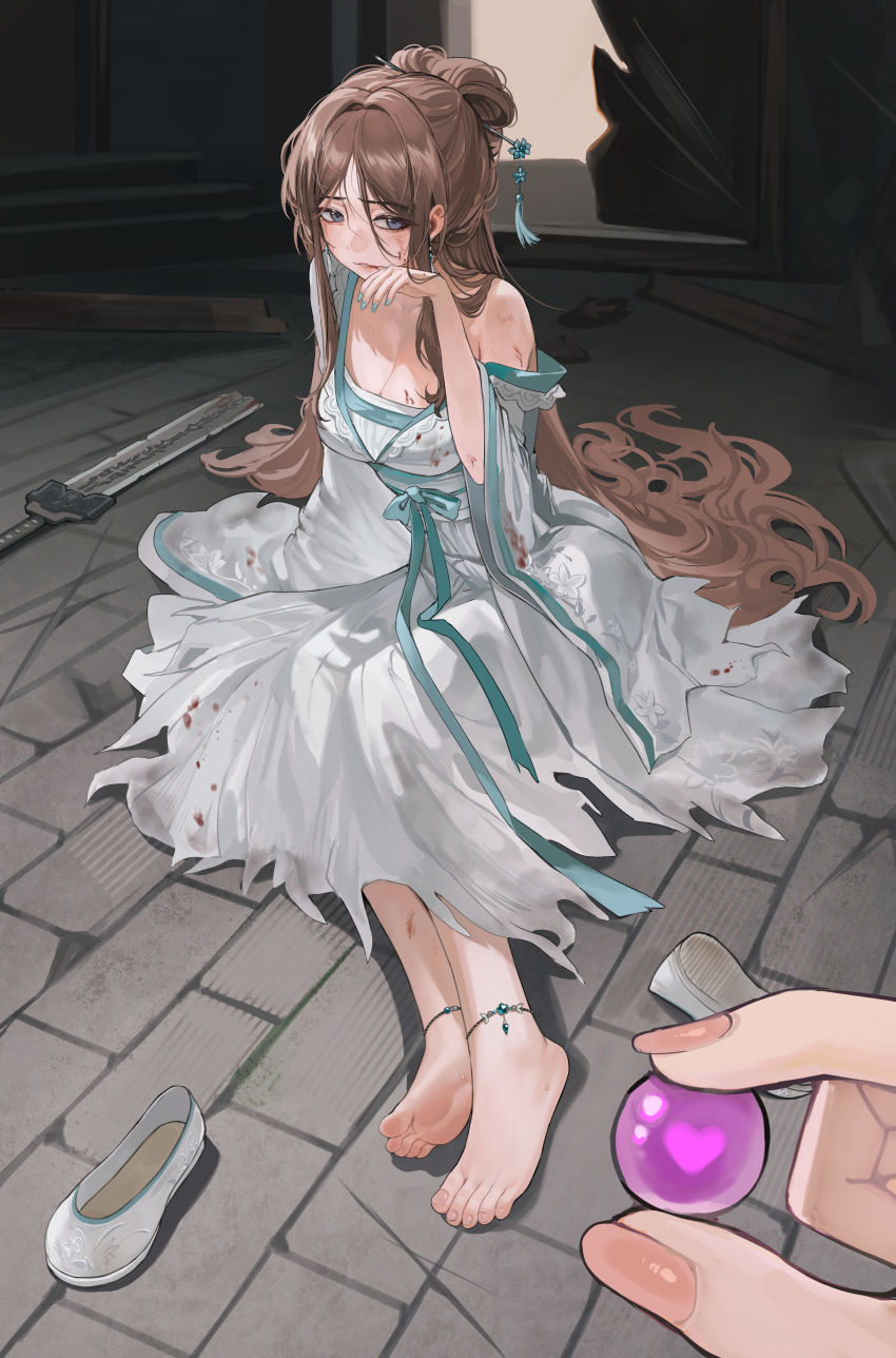 1girl, 1other, absurdres, alternate_costume, alternate_hairstyle, anklet, bang_dream!, bang_dream!_it's_mygo!!!!!