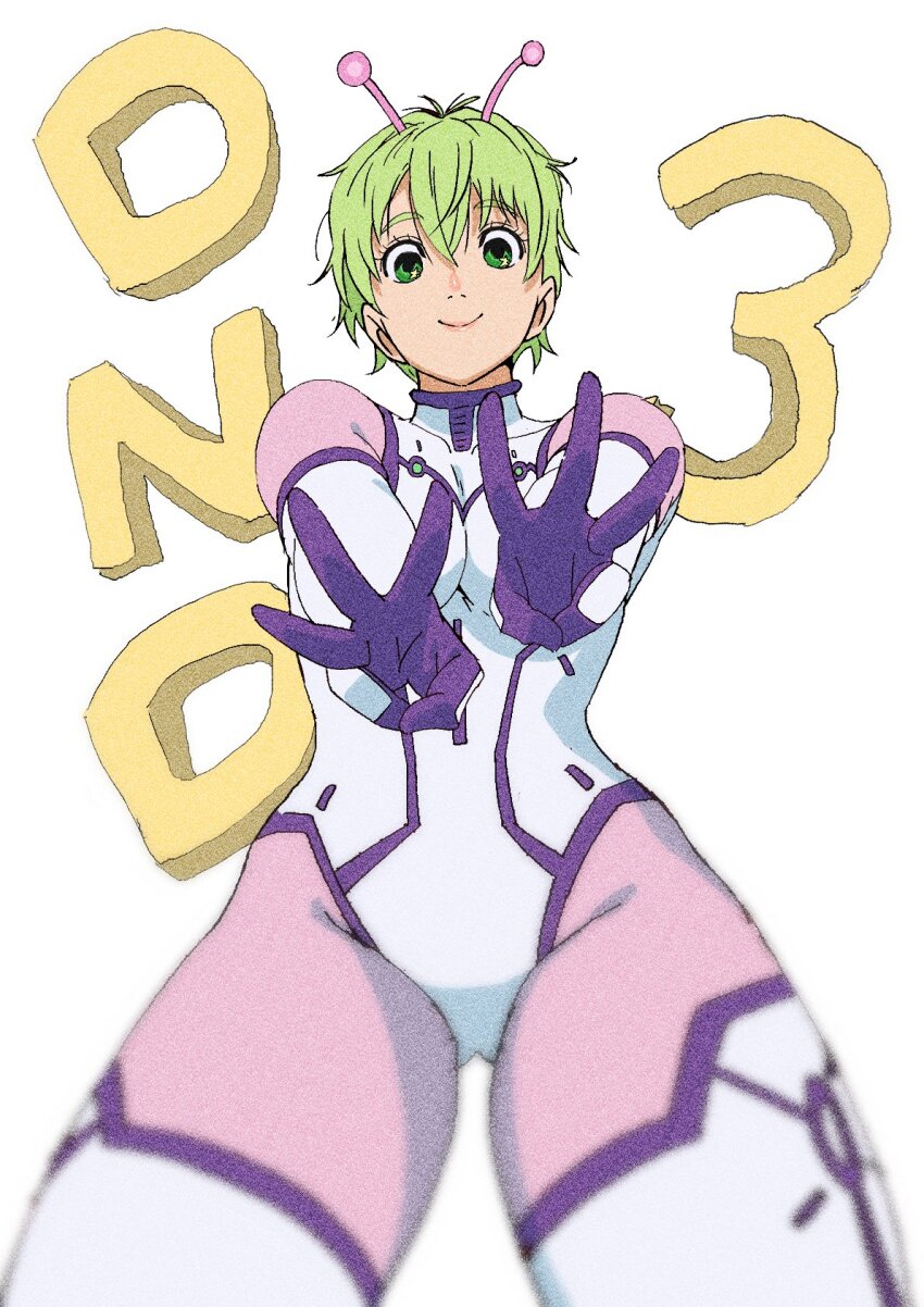 1girl, alien, antennae, bodysuit, closed_mouth, commentary_request, cowboy_shot, dandadan