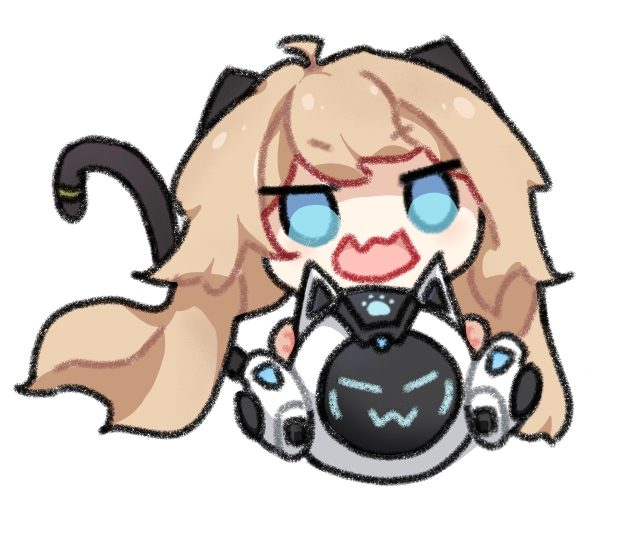 1girl, ahoge, animal_ears, blonde_hair, blue_eyes, cat_ears, cat_tail, fake_animal_ears