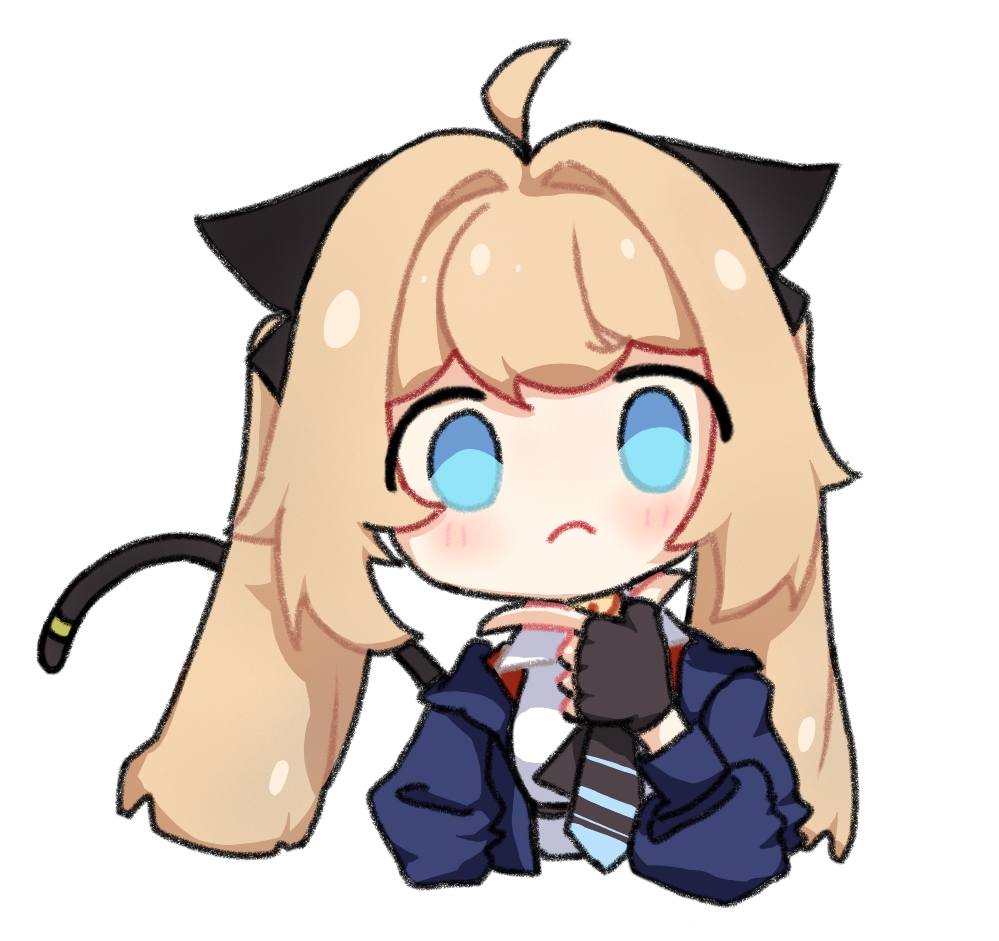 1girl, :3, ahoge, animal_ears, bell, blonde_hair, blue_eyes, cat_ears