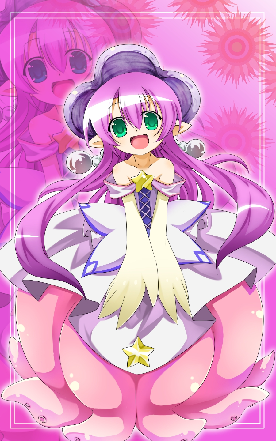 1girl, earrings, emil_chronicle_online, flat_chest, green_eyes, hat, highres, jewelry