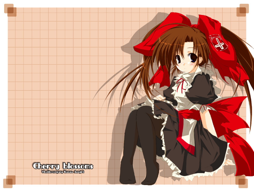 1girl, 2000s_(style), anime_coloring, apron, archived_source, asagiri_kazusa, asymmetrical_bangs, back_bow
