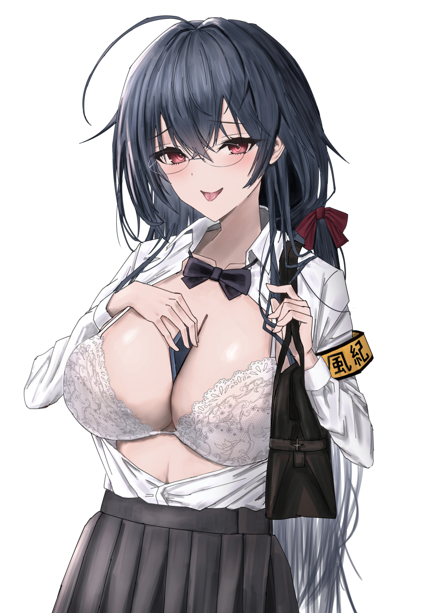 00zanpan00, 1girl, absurdres, ahoge, armband, azur_lane, bag, between_breasts