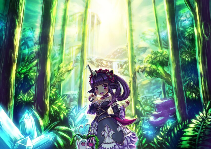 1girl, animal_ears, beyaert_alma, black_dress, black_sleeves, breasts, cleavage, collar