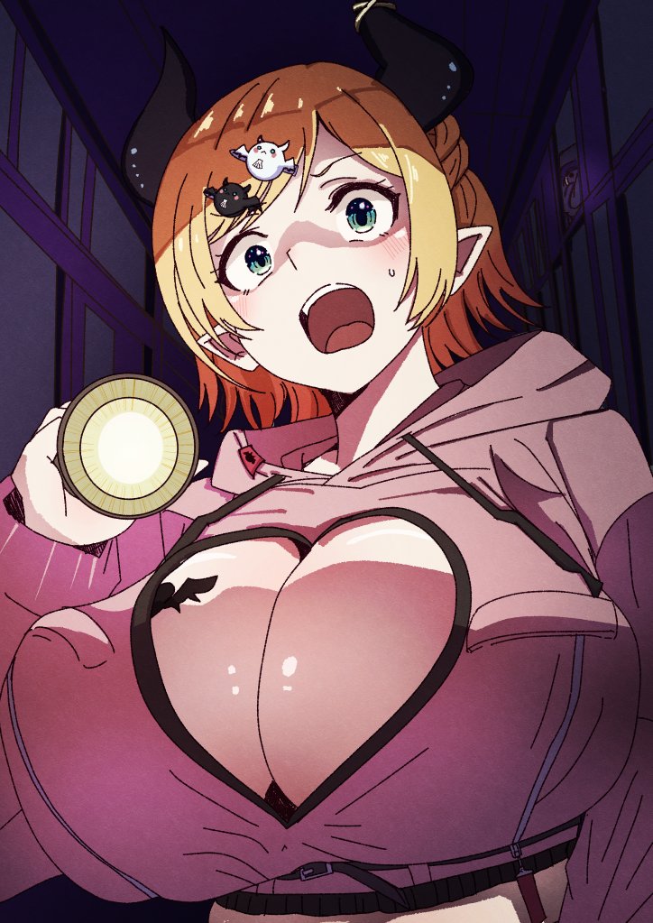 029skysky, 1girl, bat_tattoo, blonde_hair, breast_zipper, breasts, cleavage_cutout, clothing_cutout