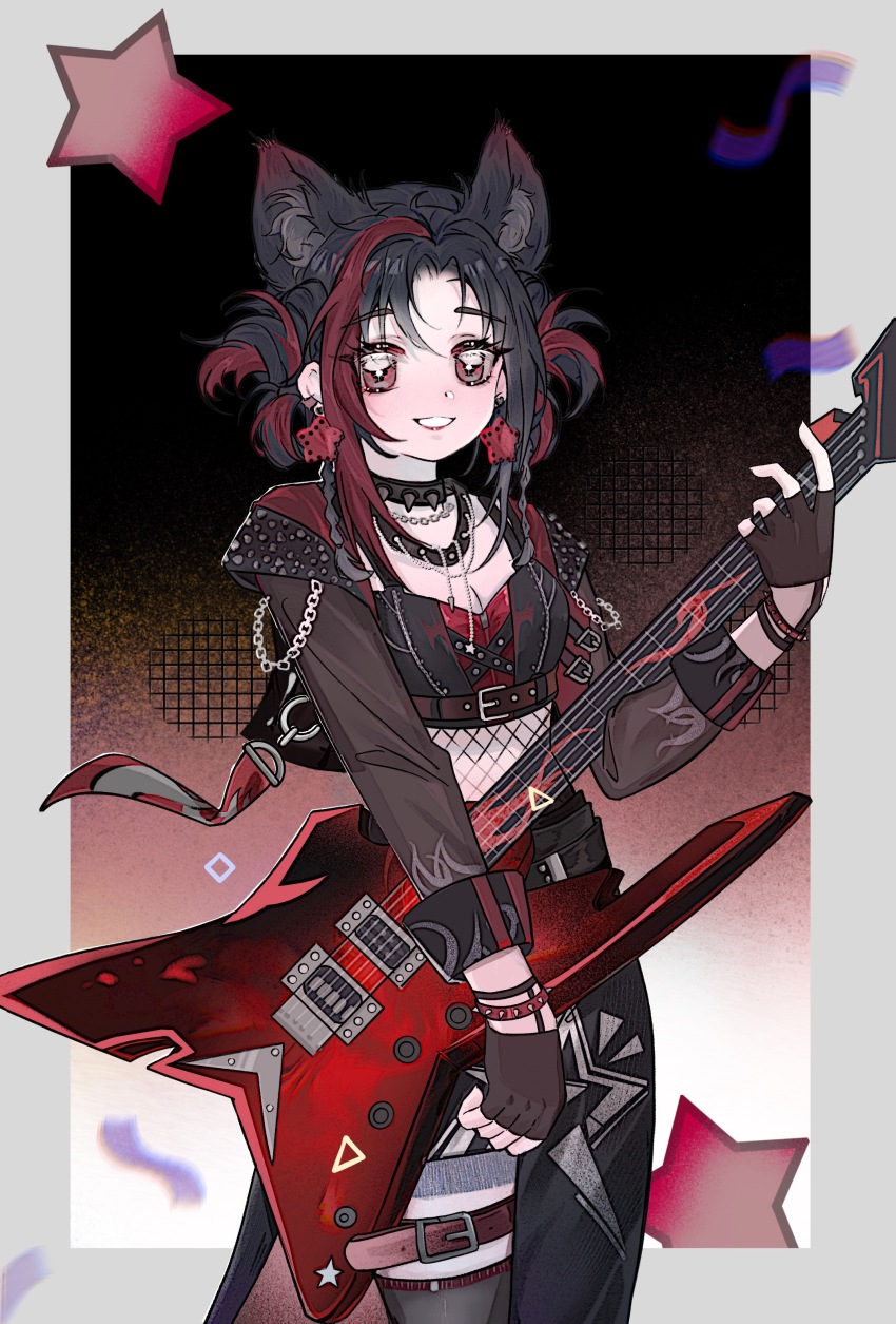 +_+, 1girl, absurdres, animal_ear_fluff, animal_ears, belt, belt_buckle, black_background