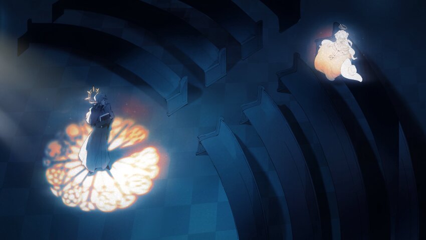 1boy, 1girl, absurdres, alternate_costume, bare_shoulders, brother_and_sister, capelet, cassock