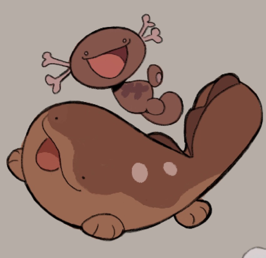 arapaiknow, clodsire, evolutionary_line, grey_background, highres, looking_at_viewer, nintendo, no_humans