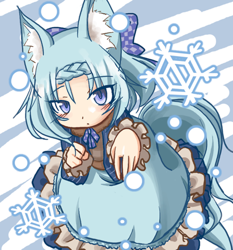 1girl, animal_ears, blue_eyes, blue_hair, blue_jacket, blue_necktie, blue_skirt, braid