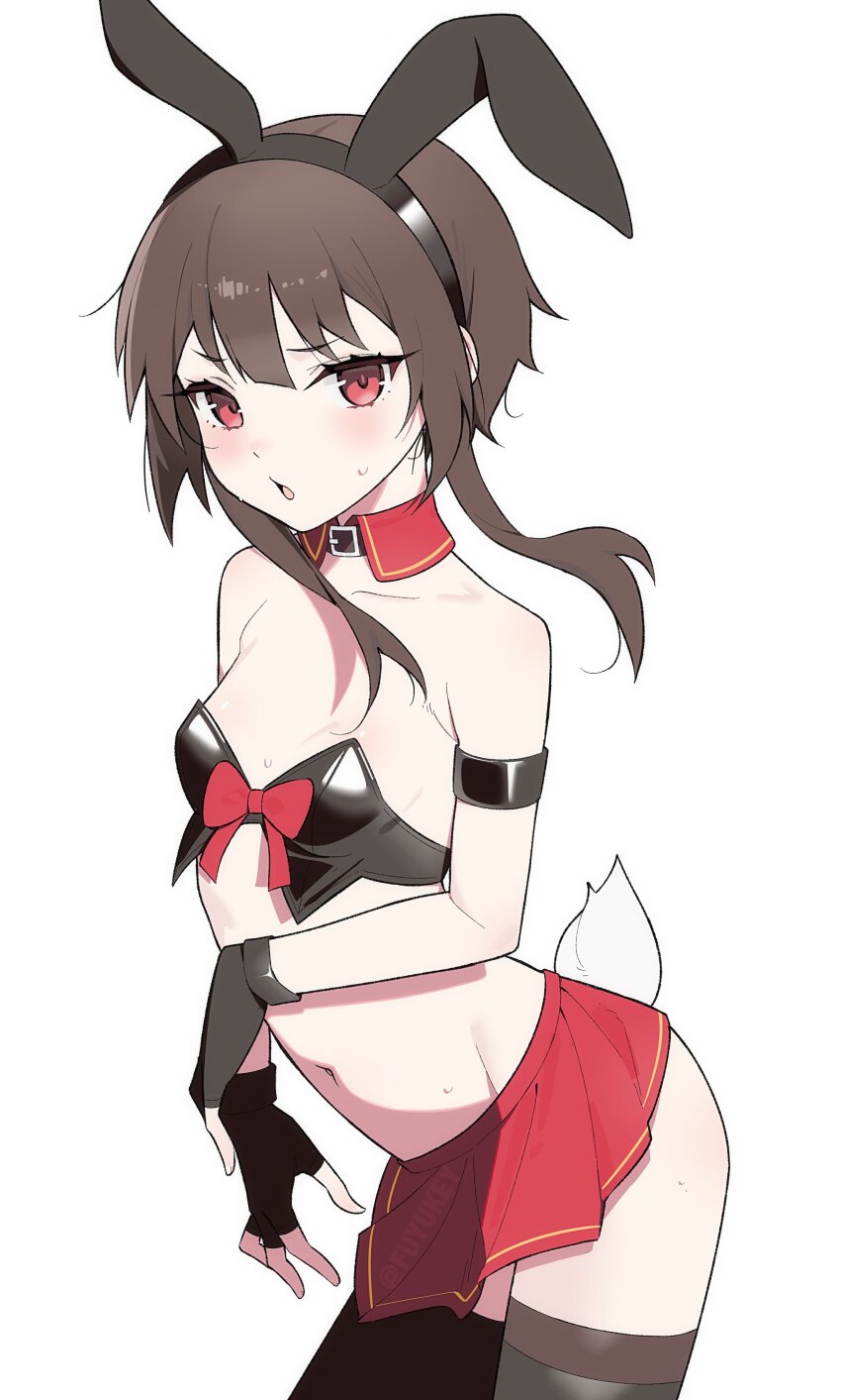 1girl, absurdres, alternate_costume, animal_ear_hairband, animal_ears, arched_back, arm_strap, bare_shoulders