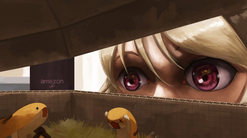 amazon_(company), box, cardboard_box, chada_ijwtmcs, gigi_murin, grem_(gigi_murin), highres, holojustice