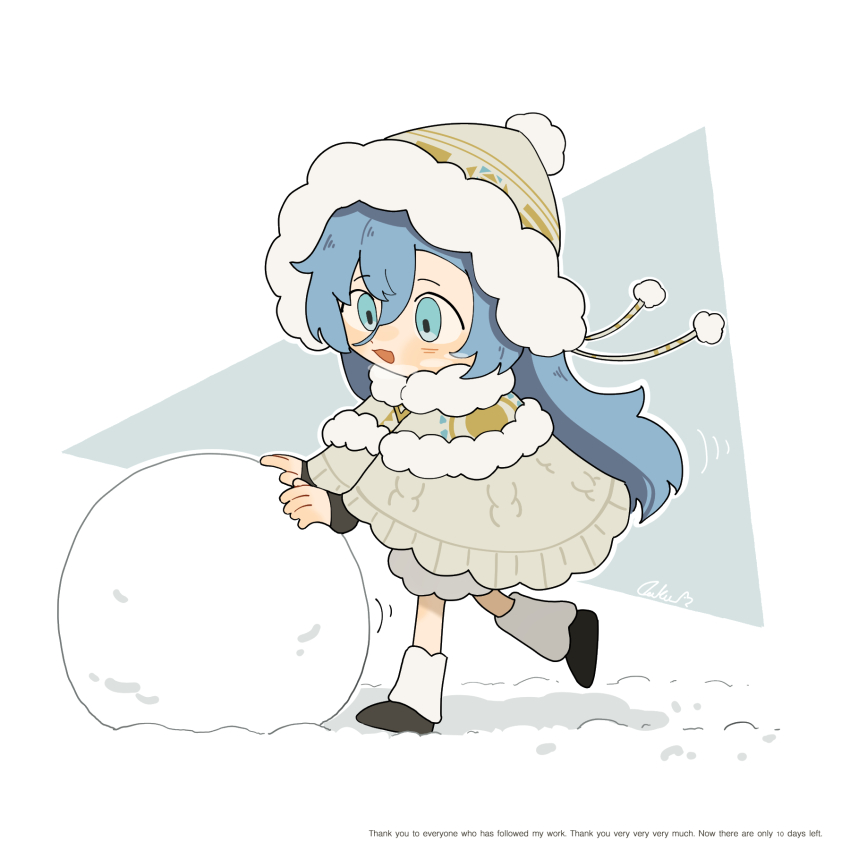1girl, 37_(maidjump_goods_cafe)_(reverse:1999), 37_(reverse:1999), :d, black_shoes, blue_eyes, blue_hair, chibi