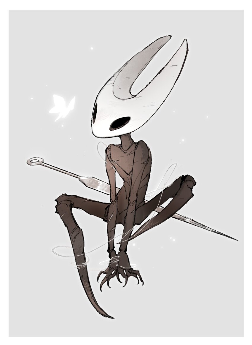 1girl, black_eyes, black_skin, border, bug, butterfly, colored_skin, darkdog